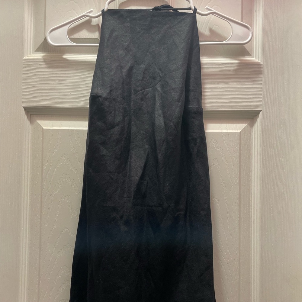 REFORMATION Selia Halterneck Strappy Open Back Linen Maxi Dress